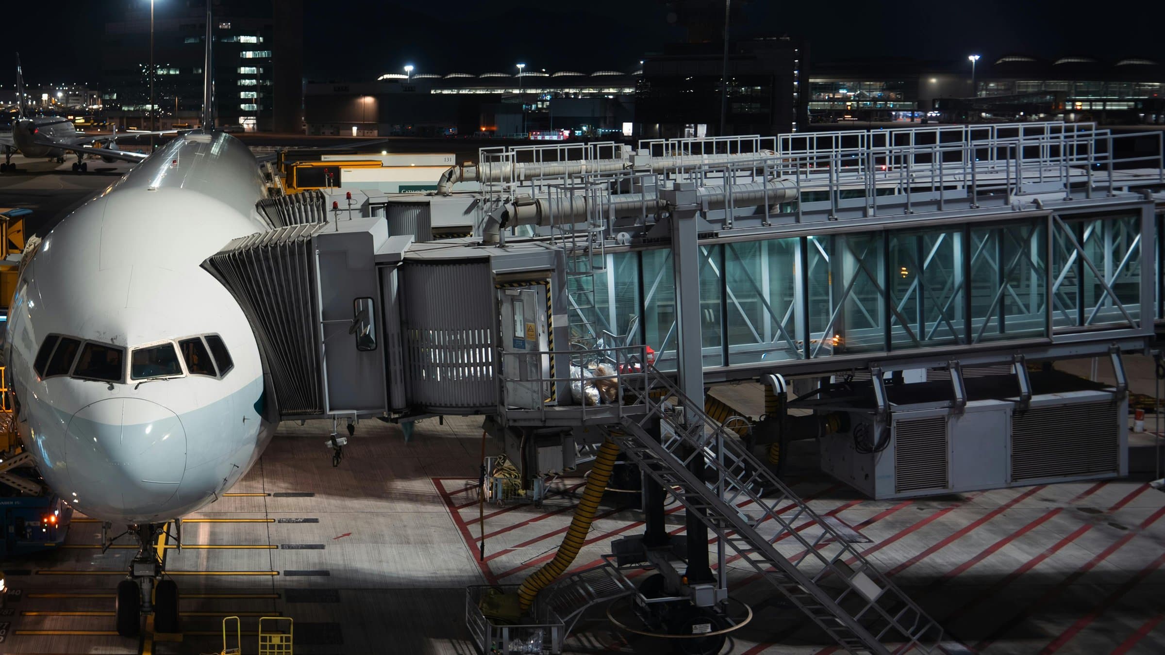Aircraft at the gate at night