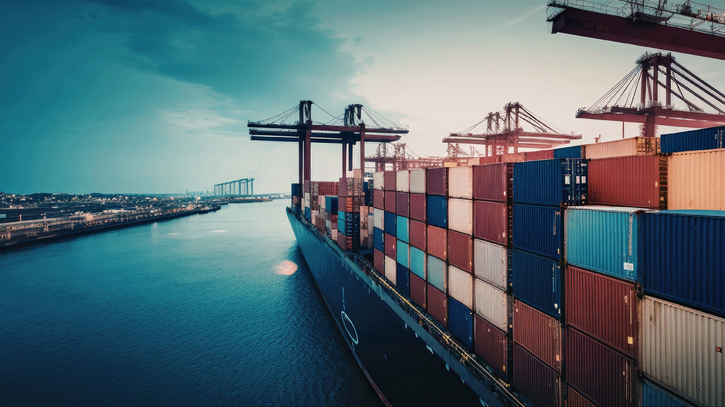 Container ship at a port