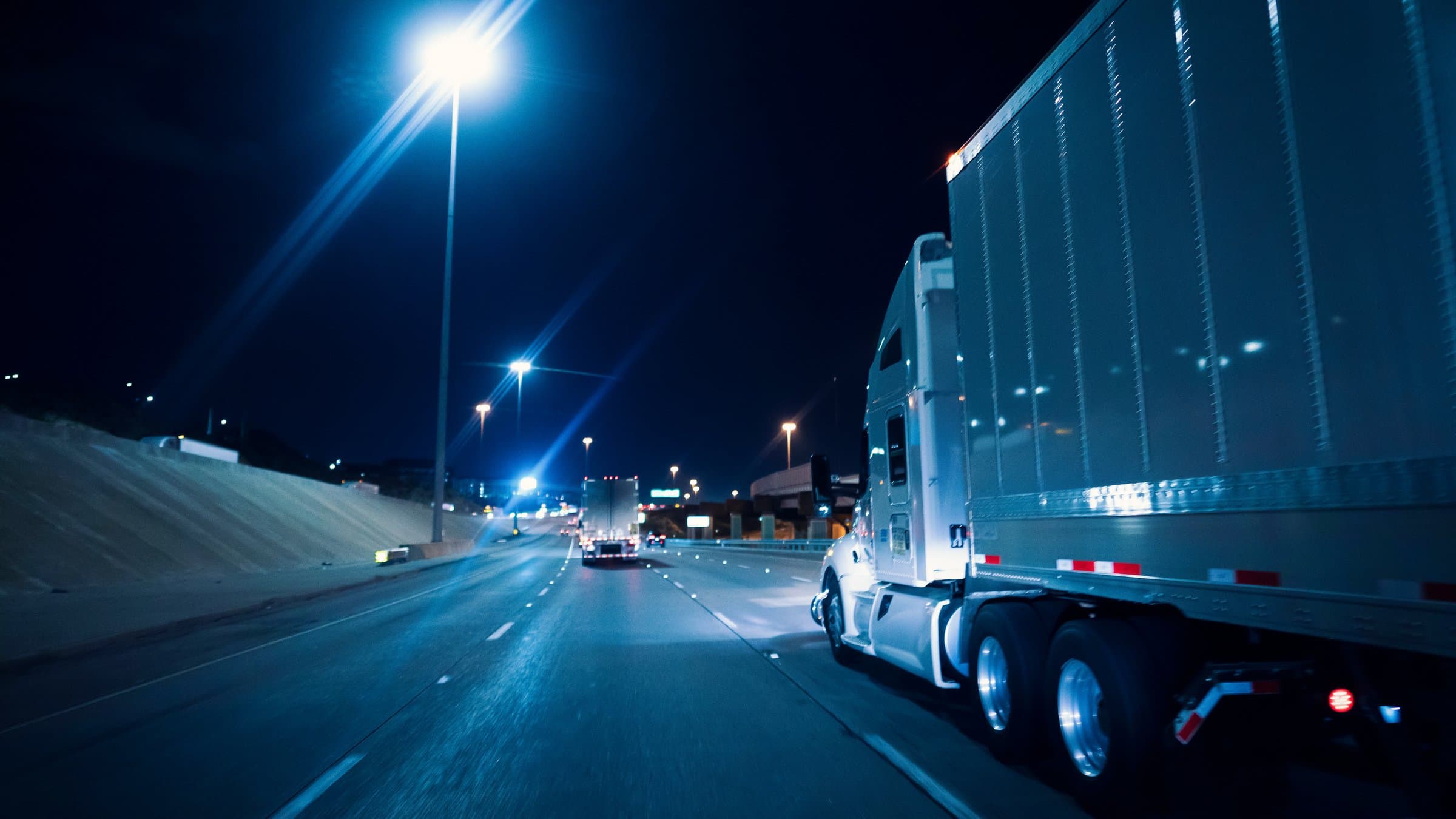 Armoured convoy on the highway at night