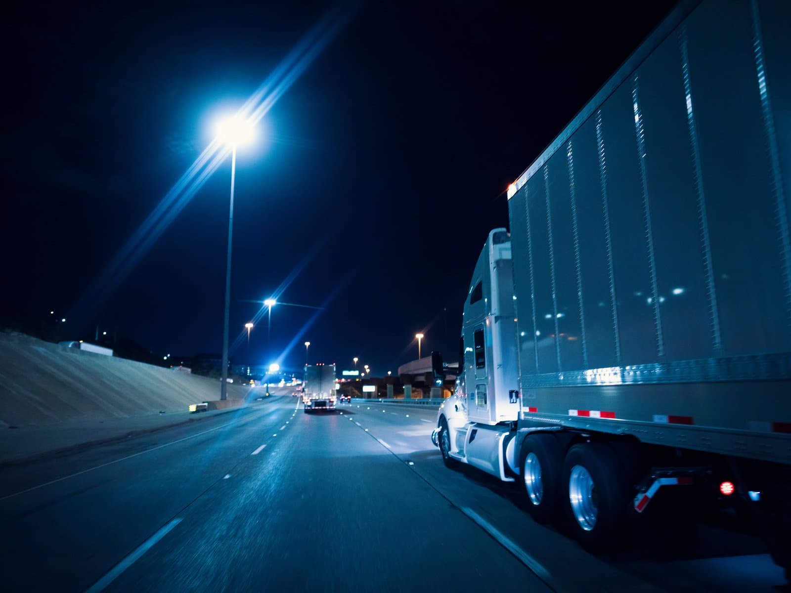 Armoured convoy on the highway at night